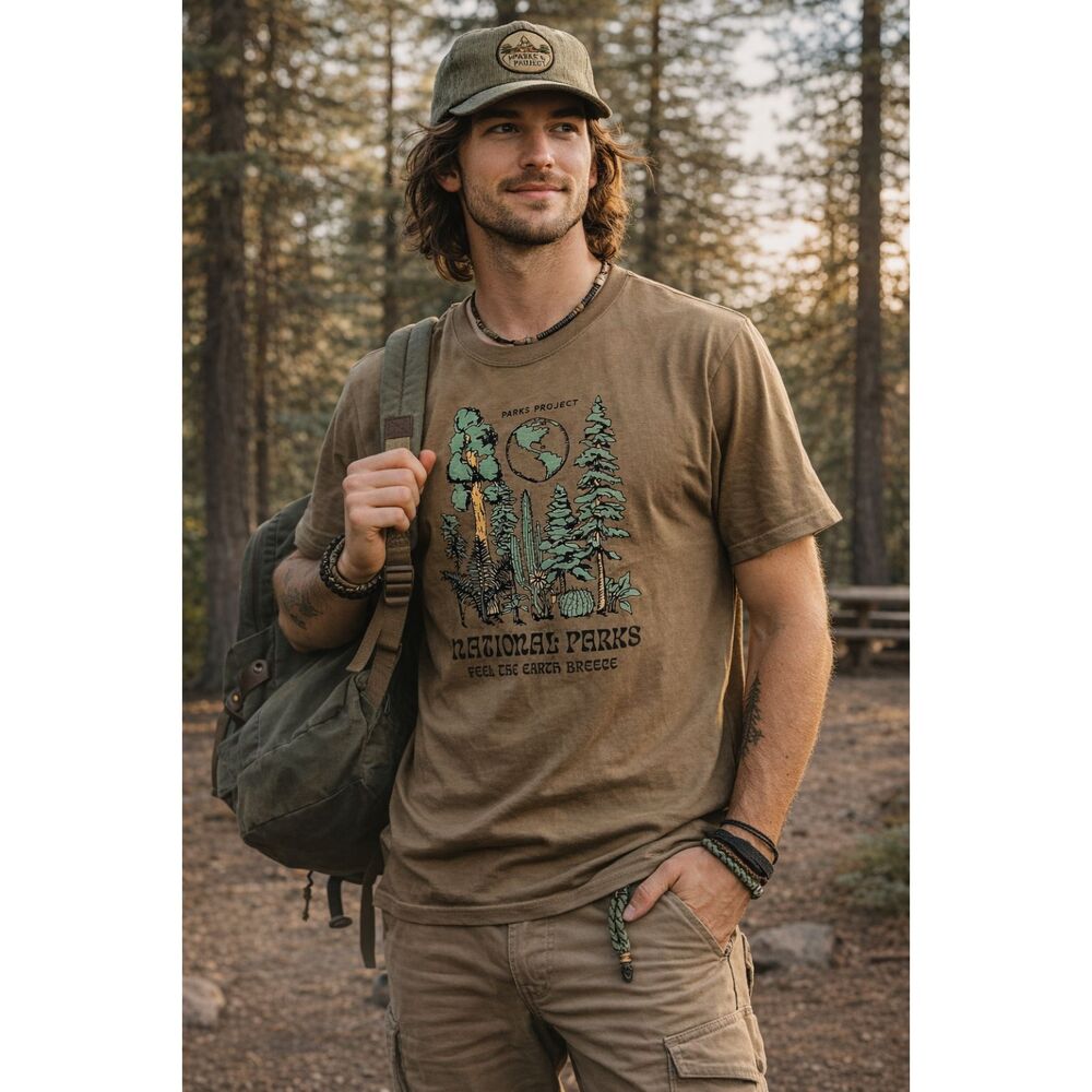 PARKS PROJECT Green National Parks T Shirt Tee Top   Mens Size Medium